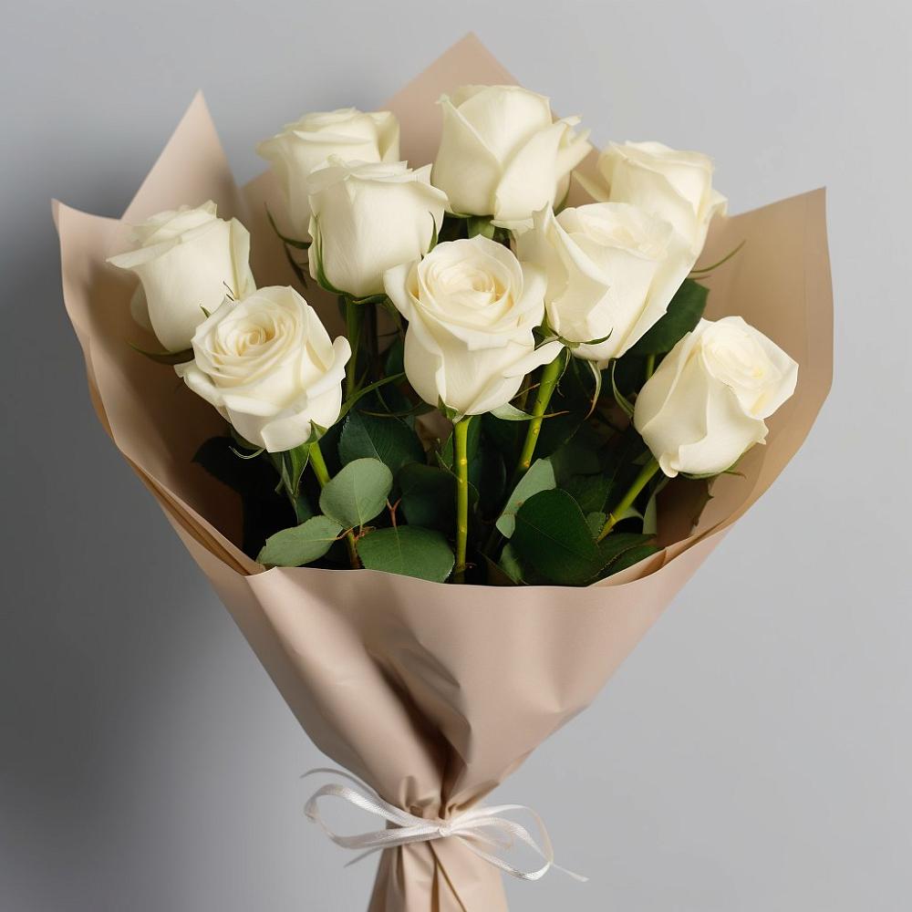 9 Белых роз Эдлесс Лав в Александровской Краснодарского края Букет 9 Белых роз Эдлесс Лав в Александровской Краснодарского края