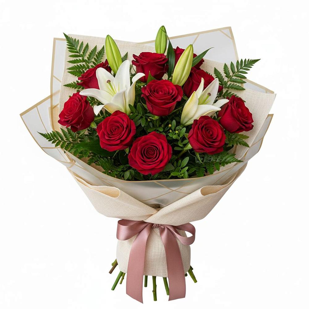 Букет цветов из: Лилии и Розы в Александровской Краснодарского края