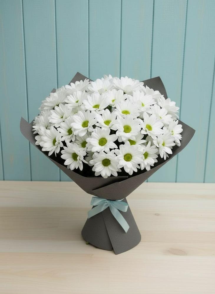 Букет белые хризантемы в Александровской Краснодарского края Букет цветов из: Хризантемы в Александровской Краснодарского края