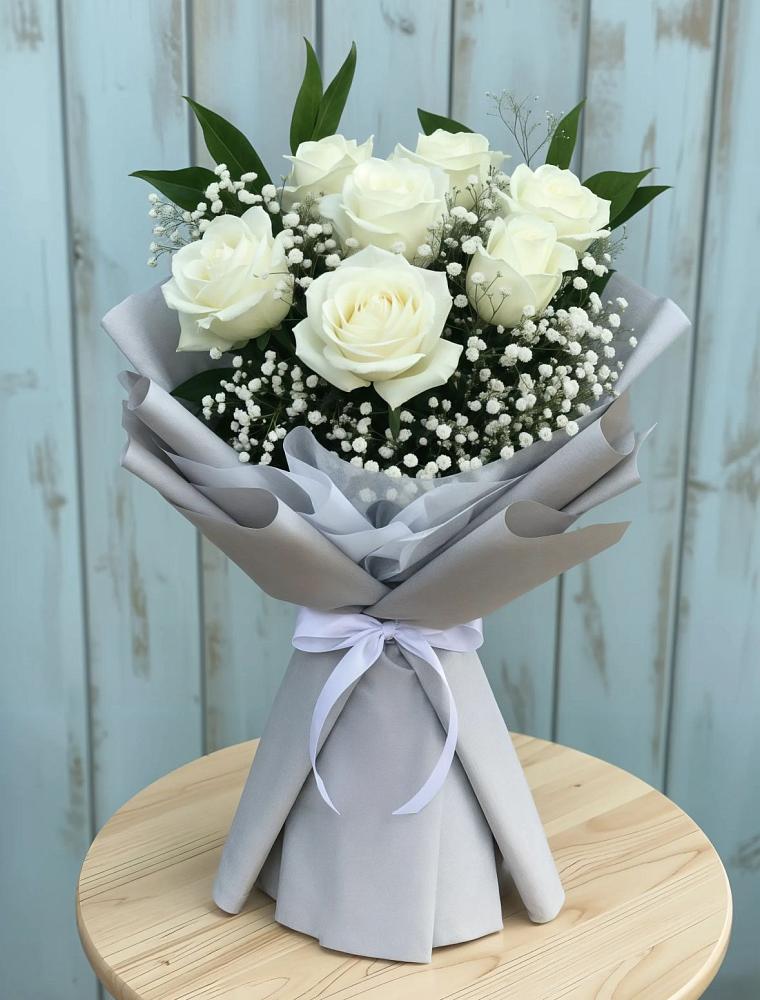 Букет из белых роз в Александровской Краснодарского края Букет цветов из: Розы в Александровской Краснодарского края