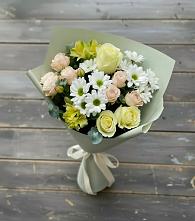 Букет цветов из:  Альстромерии, Розы и Хризантемы в Александровской Краснодарского края