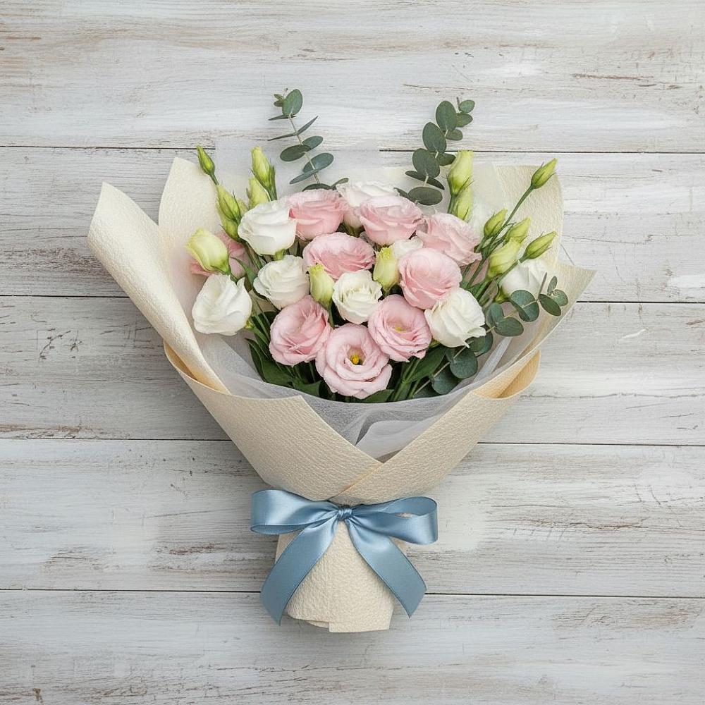 Букет шампанское в Александровской Краснодарского края Букет цветов из: Лизиантусы в Александровской Краснодарского края